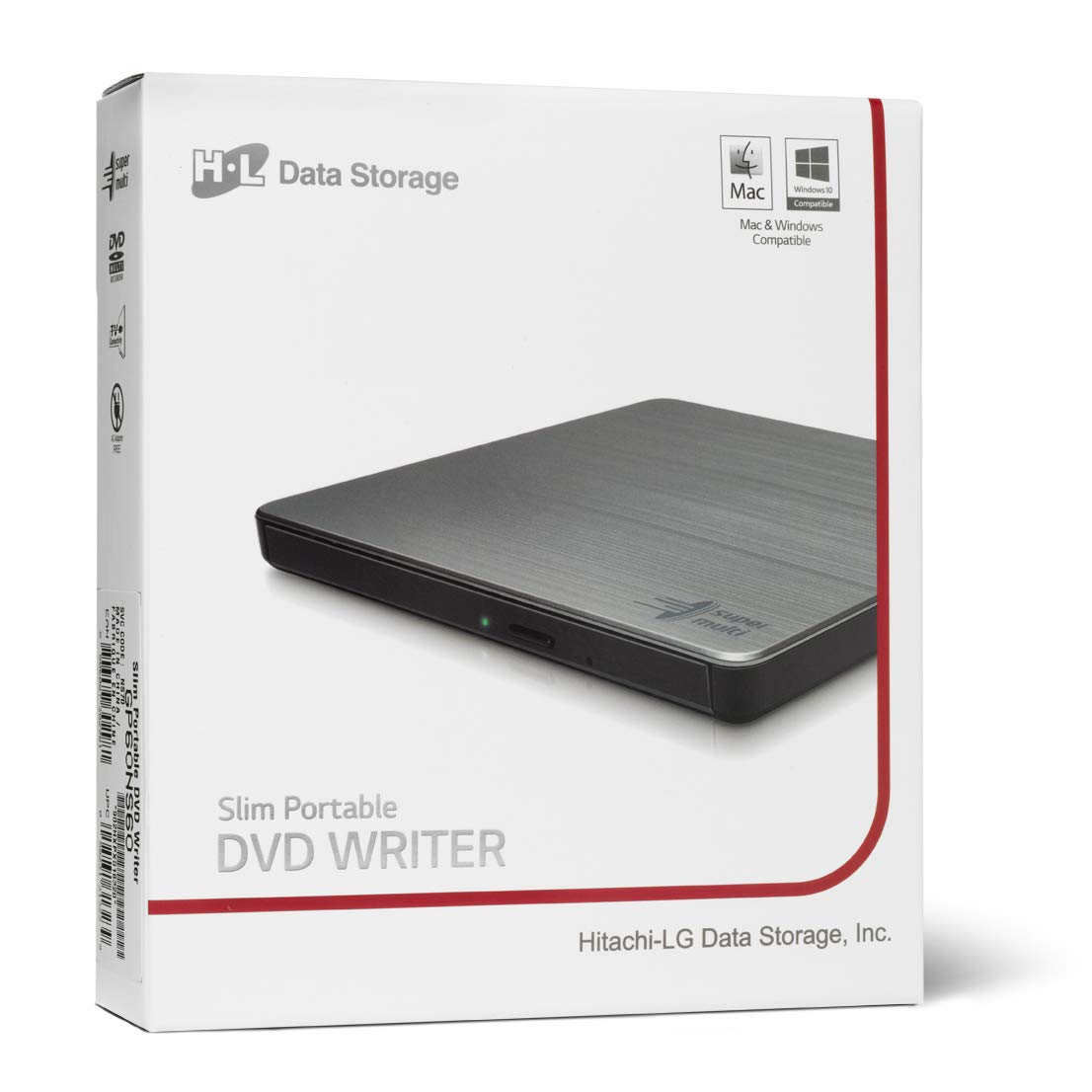 Hitachi-LG GP60 External DVD Drive, Slim Portable DVD Burner/Writer/Player for Laptop Windows and Mac OS Compatible, USB 2.0