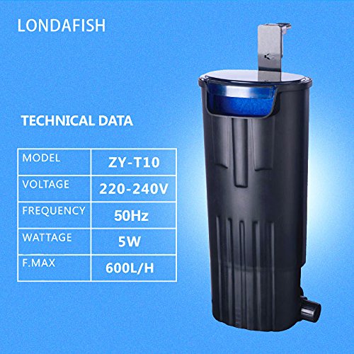 LONDAFISH Mute Turtle Filter Water Submersible Filter For Turtle Tank/Aquarium 600L/H Filtration - Image 2