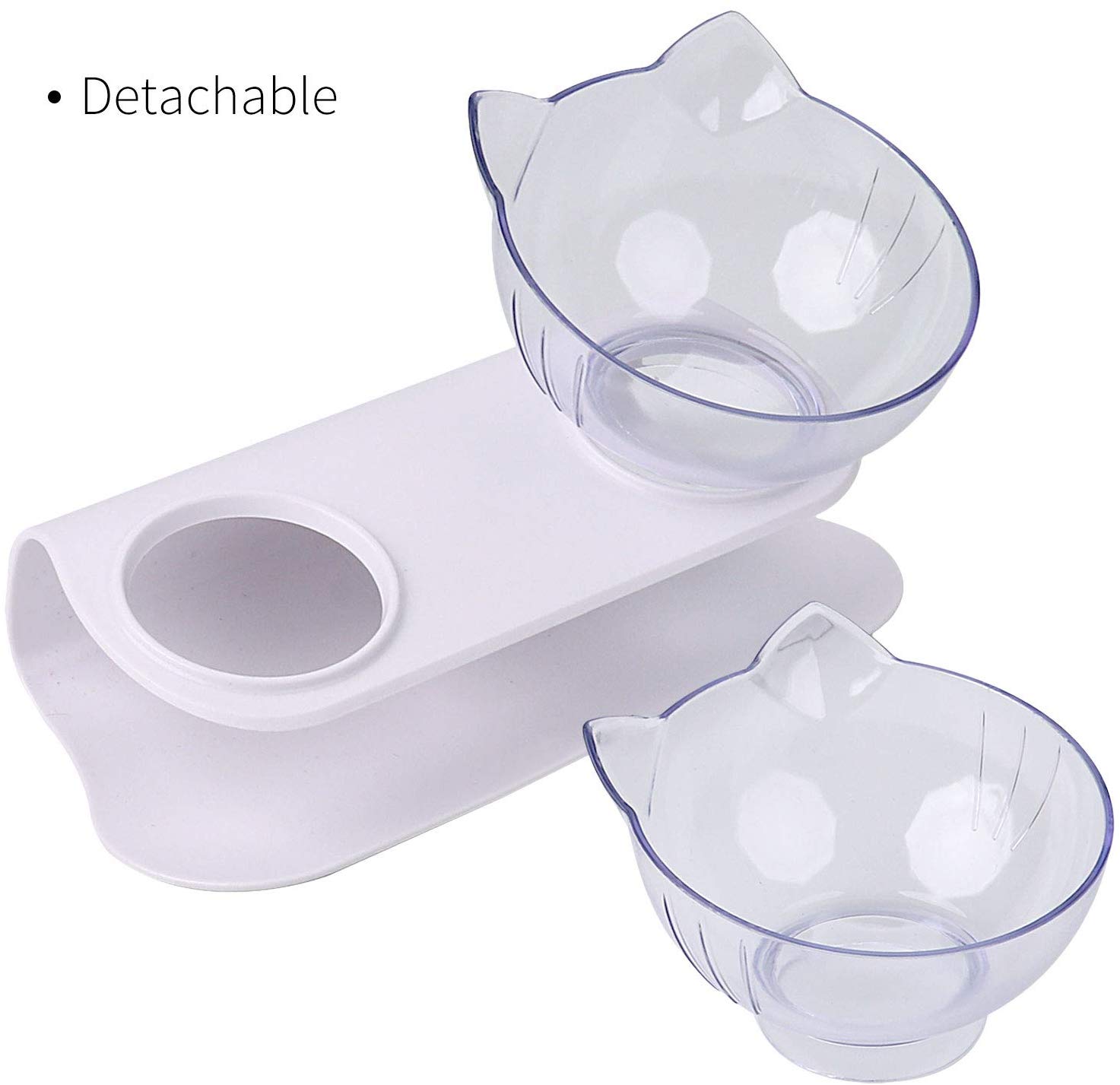 Cat Bowls ,15°Tilted Platform Double Bowl Cat Feeder Cat Feeding Bowl Raised with Stand , Anti-skid&Anti-spill , Durable - Image 3