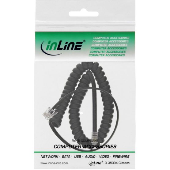 InLine 18893I Handset Coiled Cable RJ10 Male/Male, Black, Max. 2 m - Image 2