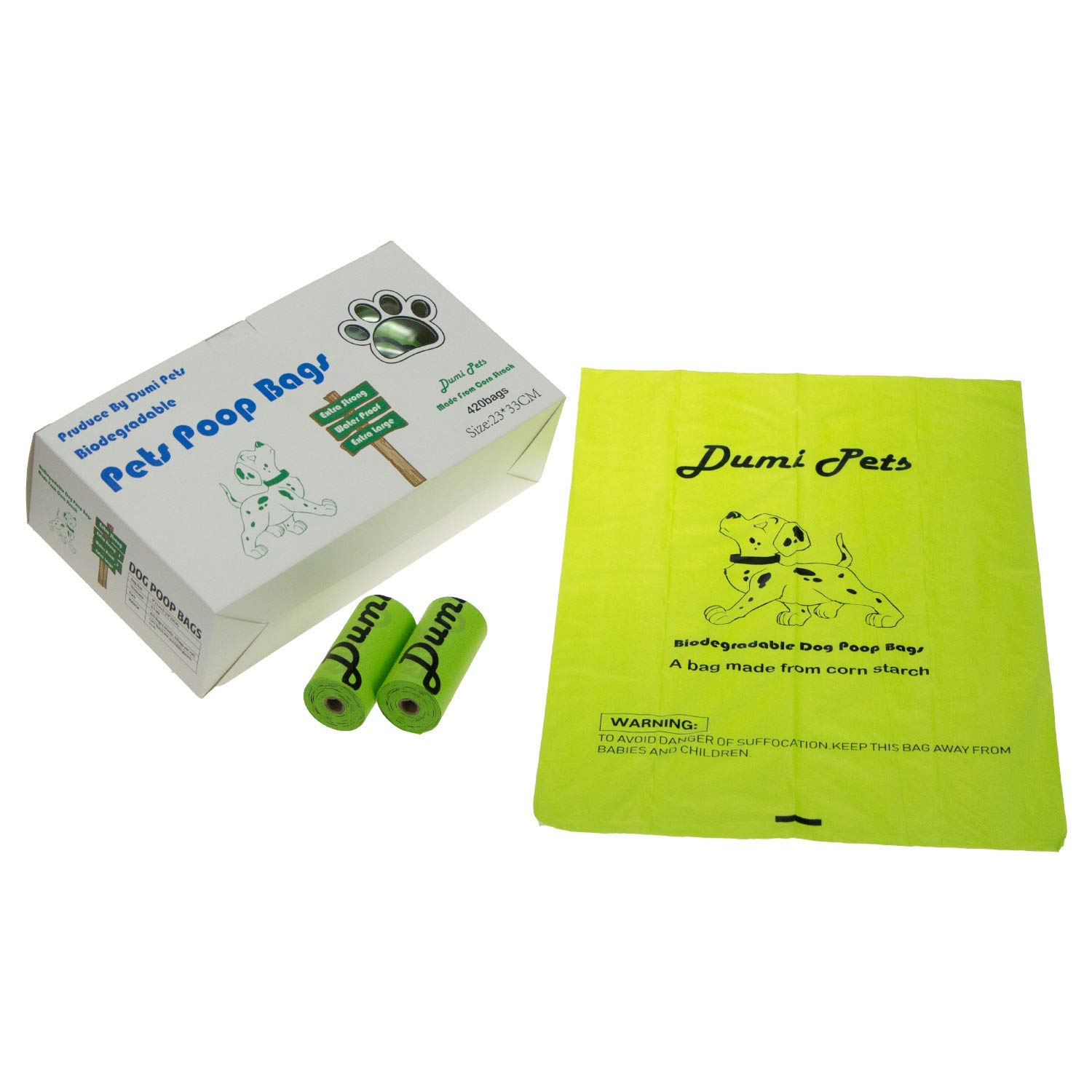 Dumi Pets Biodegradable poo bags Extra Thick and Strong,Leak Proof 420 PCS Dog Waste Bags Eco