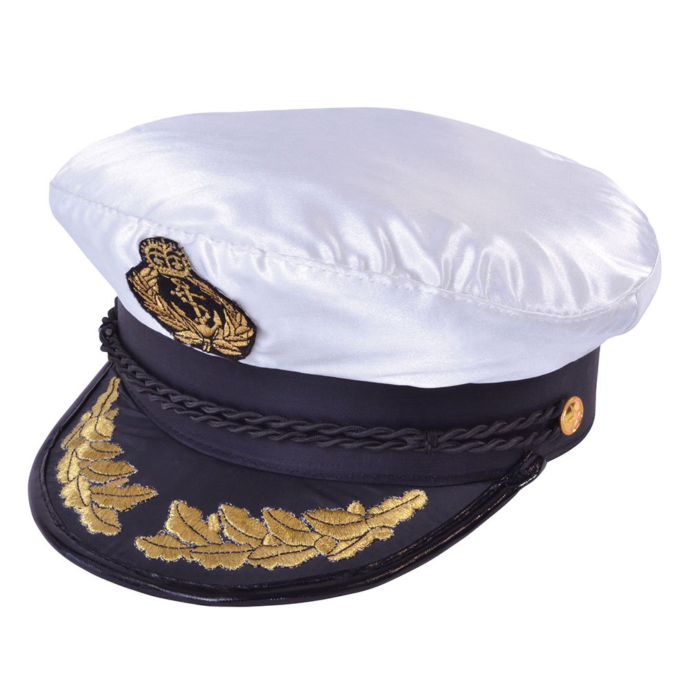 Deluxe White & Black Captain Cap (Pack of 1), Perfect Accessory for Boating Yachting, Cruising, Uniforms, World Book Day