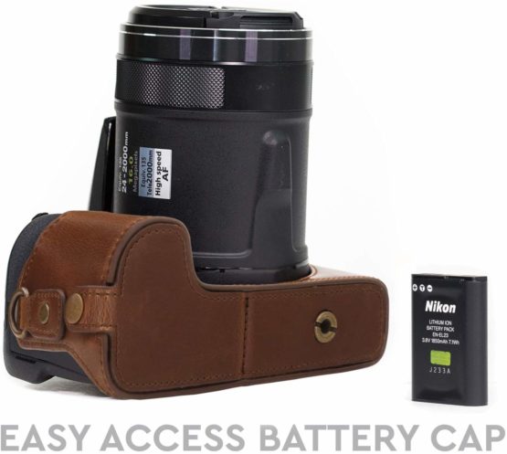 MegaGear Ever Ready Leather Camera Half Case compatible with Nikon Coolpix P900, P900S - Image 4