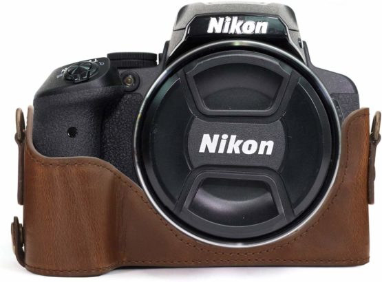 MegaGear Ever Ready Leather Camera Half Case compatible with Nikon Coolpix P900, P900S