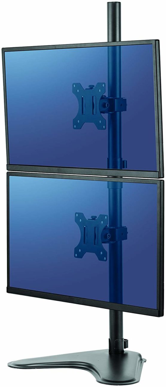 Fellowes Free Standing Professional Series Stacking Dual Monitor Mount - VESA Compliant Monitor Arm with Tilt, Swivel, Rotation Functions and Cable Management, Max Monitor Size 32", Max Weight 16Kg