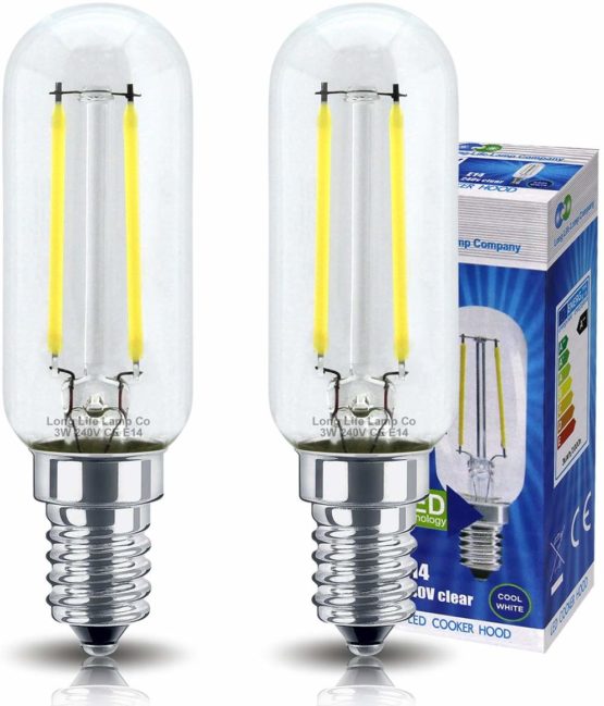 2 Pack LED Cooker Hood Bulb 3w = 40w Brightness Energy Saving SES E14 Small Screw