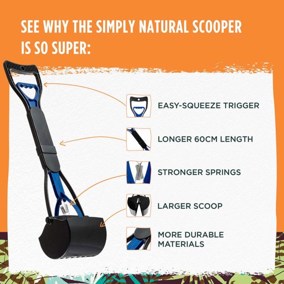 Pooper Scooper by Simply Natural – 60cm Jumbo Jaws Poop Scoop with Easy Squeeze Trigger and High Tension Spring Dog Poo Scooper - Image 3