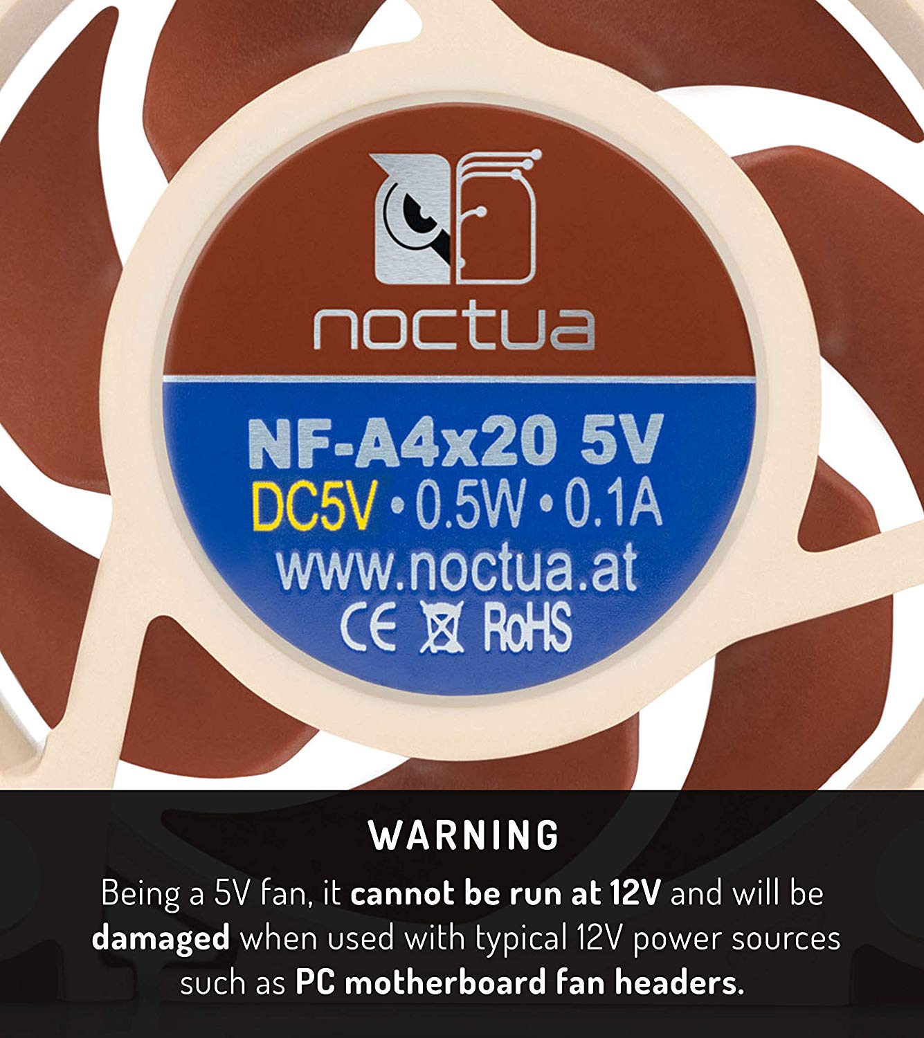 Noctua NF-A4x20 5V, Premium Quiet Fan, 3-Pin, 5V Version (40x20mm, Brown), beige / brown - Image 2