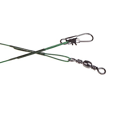 Fishing Wire Leader,15/20/25cm Lure Wire Trace Anti-bite Fishing Line with Swivels Snap for Spinning Pike Fishing Green (60 Pcs) - Image 4