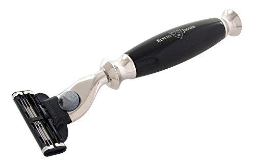 Edwin Jagger R35MZ Classic Synthetic Handled Nickel Plated Manual and Reusable Mach 3 Razor for Men and Women for Shaving Cream or Soap (Ebony) - Image 2