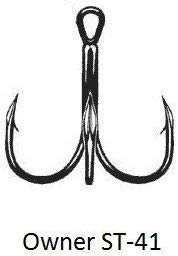 Owner treble hooks St 41, black 4, Black Chrome, Stinger ST-41BC size 4 - Image 3