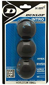 Dunlop Squash Balls Intro blue, 3 Ball Blister Pack, for Beginners and Hobby Players - Fast Speed, 3 Balls