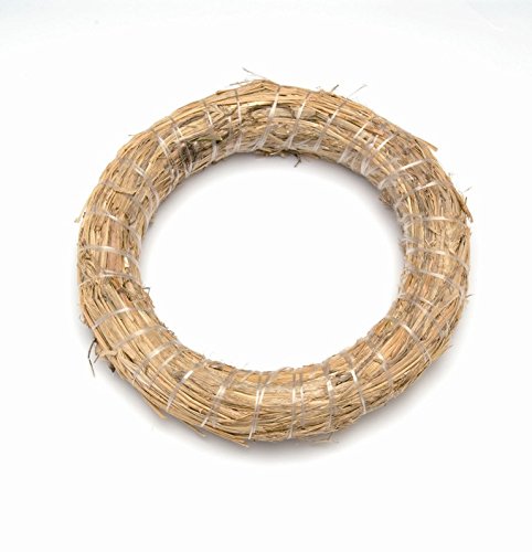 GLOREX Straw Wreath 250 x 50 mm, Straw, Natural, 25 x 25 x 4 cm