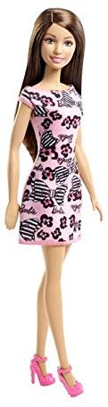 Barbie Fashion Doll Pink Dress With Black & Pink Flowers, Medium