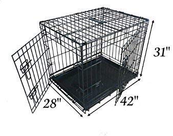 Ellie-Bo Black Standard XL 42-inch Folding 2-Door Dog Cage/Crate with Metal Tray, 107 cm L x 71 cm W x 79 cm H
