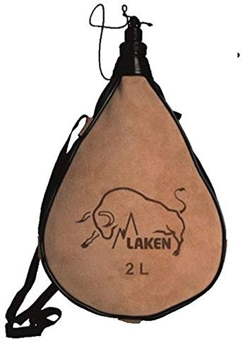 Laken - Spanish Leather Wine Bota Water Canteen Straight Shape - 2 Liter, 2l Straight, 2000 ml