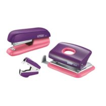Rapid Mini Stapler and Hole Punch Set, Staple or Punch up to 10 sheets, N°10 Staples Included, Purple/Apricot, F5, 5000372