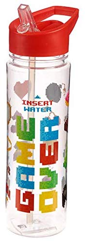 Puckator Game Over, Kids Drinks Bottle With Flip Straw, Reusable Water Bottle For Girls And Boys With A Carry Handle - Image 2