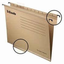 Esselte Classic – Pack of 50 Suspension File Reinforced with Transparent Plastic Visor, A4, Natural Colour