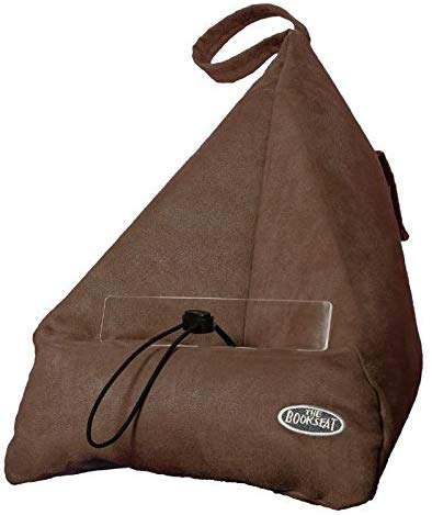 The Book Seat Brown Polypropylene Book Rest - Classic, Hands-Free Reading, Multitasking, Travel Pillow, Holds Different Book Sizes
