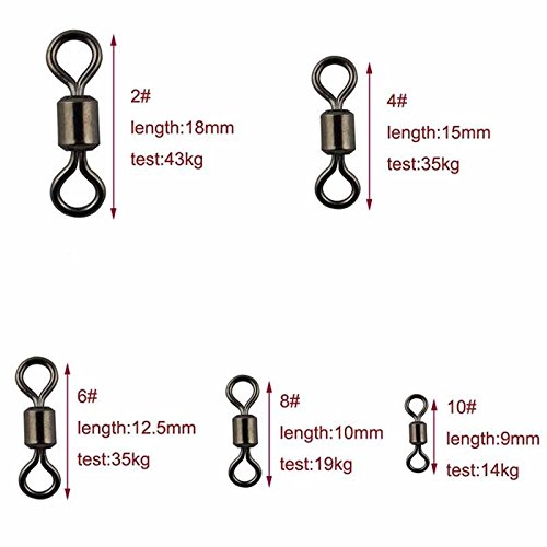 320pcs/box High-strength Heavy Duty Fishing Rolling Swivels Ball Bearing Swivel with Solid Rings Fishing Hook Connector Tackle Box - Image 3