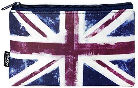 Monster Stationery - Single-Pocket Neoprene Pencil Case - Distressed Flag Series - British Union Jack, Navy Blue, Red, White, Compact