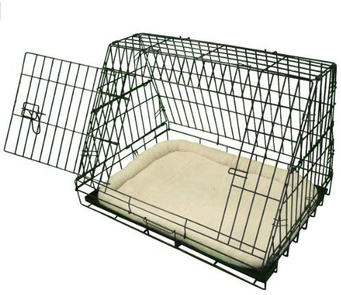Ellie-Bo Black Deluxe Slanted Medium 30-inch Folding Dog Cage/Crate with Metal Tray and Dog Bed Mat, 76 cm L x 54 cm W x 54 cm H - Image 2