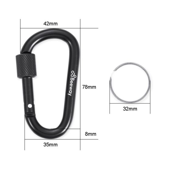 BEEWAY Locking Carabiner, Premium Aluminum Alloy D-Ring Carabiners Key Chain Clip Hook for Camping, Hiking, Traveling, Fishing, Backpack - Image 4