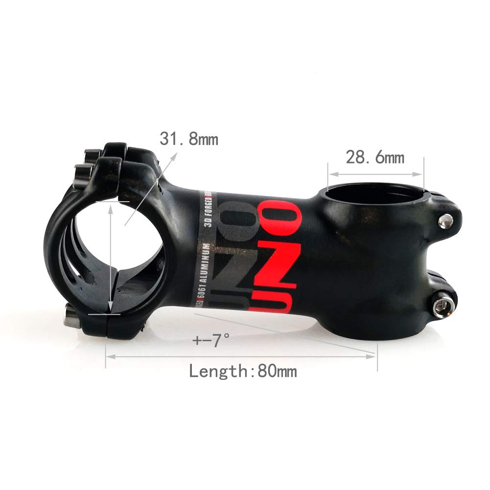 BESNIN 31.8mm Bike Stem 7 Degree MTB Stem Riser 80mm Aluminium Alloy Handlebar Stem for Most Bicycle BMX Road Bikes Mountain Bikes Cycling - Image 2