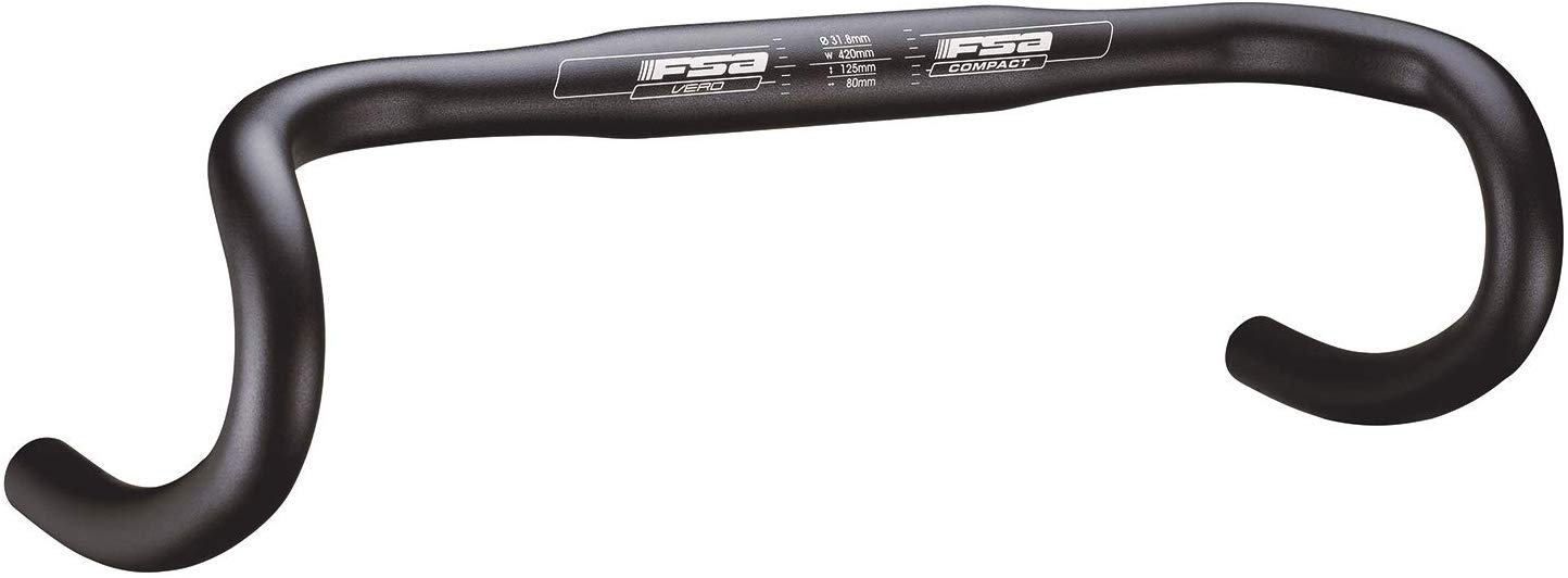 FSA Vero Compact Drop Bar - Black, 42 cm