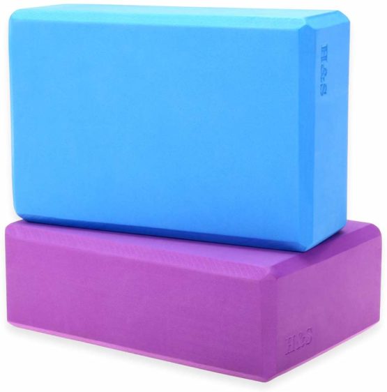 H&S 2 x Yoga Block High Density EVA Foam Brick Eco Friendly Purple Blue