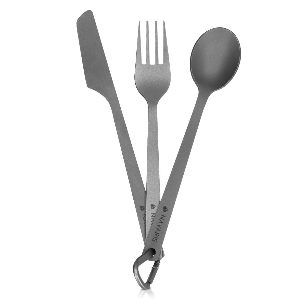 Navaris Titanium Camping Cutlery Set, Lightweight Camping Cutlery for One, Knife
