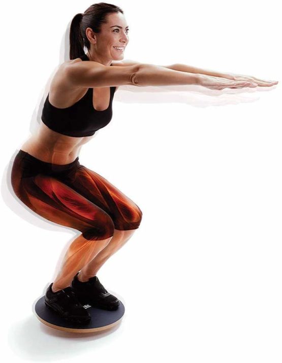 66fit Wooden Wobble Balance Board 40cm - Includes Balance Training Ebook - Training Rehabilitation Exercise Physiotherapy, Blue - Image 3
