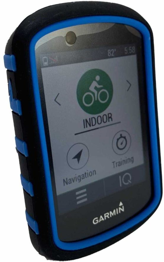 TUFF LUV Silicone Twin Dual Layer Double Protective Skin Case Compatible With Garmin Edge 830 - Black/Blue
