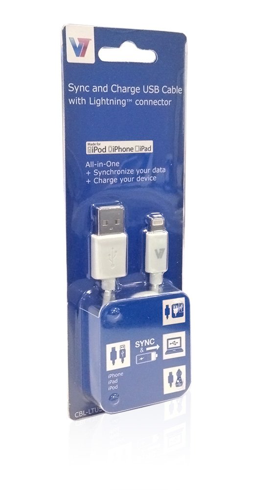 V7 1M Lightning USB 2.0 Cable for iPhone, iPod, iPads and iPad Air, black - Image 4