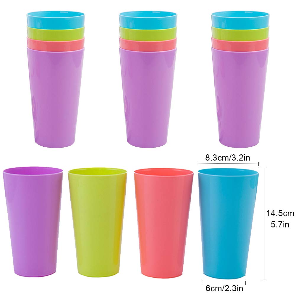 Plastic Cups 12 Pcs 500ML/17.5oz Reusable Drinking Cups for Indoor Outdoor Parties Camping, Beach and Picnic - Image 2