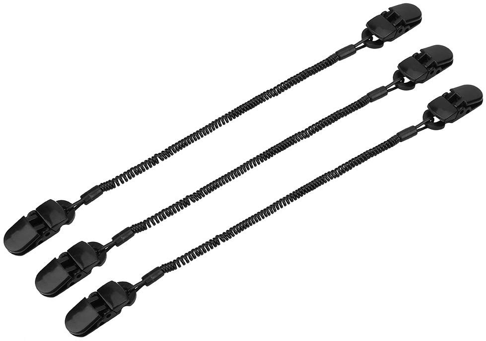 Cap Clip, 3pcs Black Retractable Coiled Cord with Crocodile Clips for Fishing Golf Boating Sailing Hiking