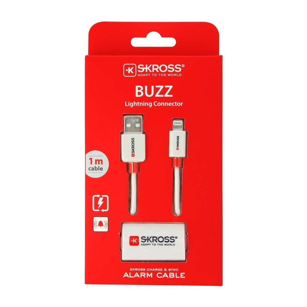 SKROSS Buzz Alarm Lightning Connector Data and Charging Cable for Apple iPhone 5/5s/6/6s/6 Plus/7/7 Plus - White - Image 3