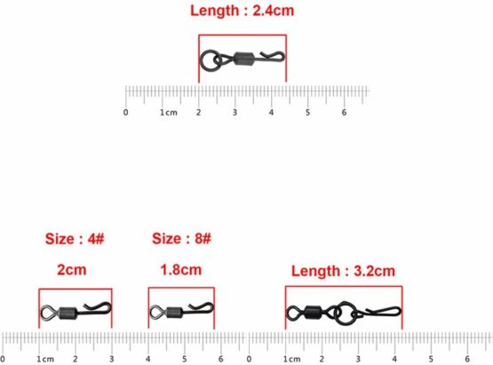 SHADDOCK 150pcs/box Matte Black Carp Fishing Swivel Clips Rolling Ring Swivel Speed Links Snaps Quick Change/Release Swivels Rigs Kit with Tackle Box for Carp Coarse Sea Fishing - Image 4