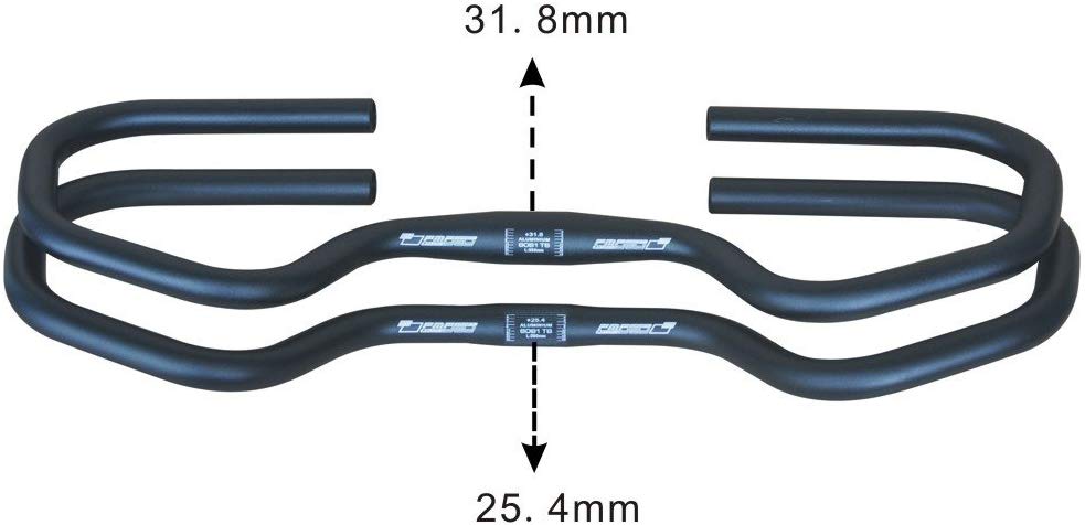 UPANBIKE Bike Butterfly Handlebar with Sponge Grips for Trekking Cycling Bike Road Bicycle (φ31.8mm), Black, 31.8 mm Hanlebar+2 Sponge - Image 4