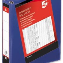 5 Star Presentation Ring Binder PVC 4 D-Ring 65mm Size A4 Blue [Pack 10]