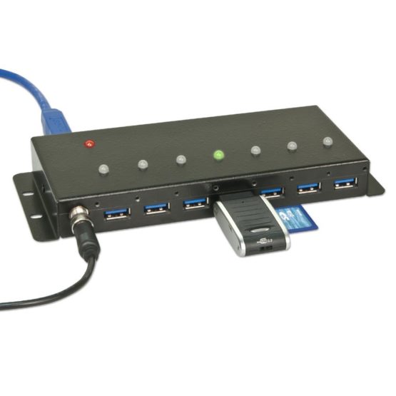 LINDY USB 3.0 Industrial 7 Port Hub, Metal, 43128 - Image 3
