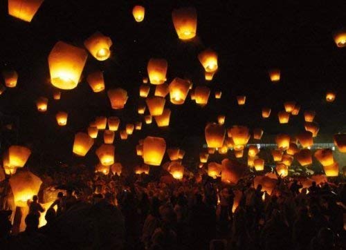 Sky Lantern Lot de 30 lanternes chinoises volantes Blanc, White