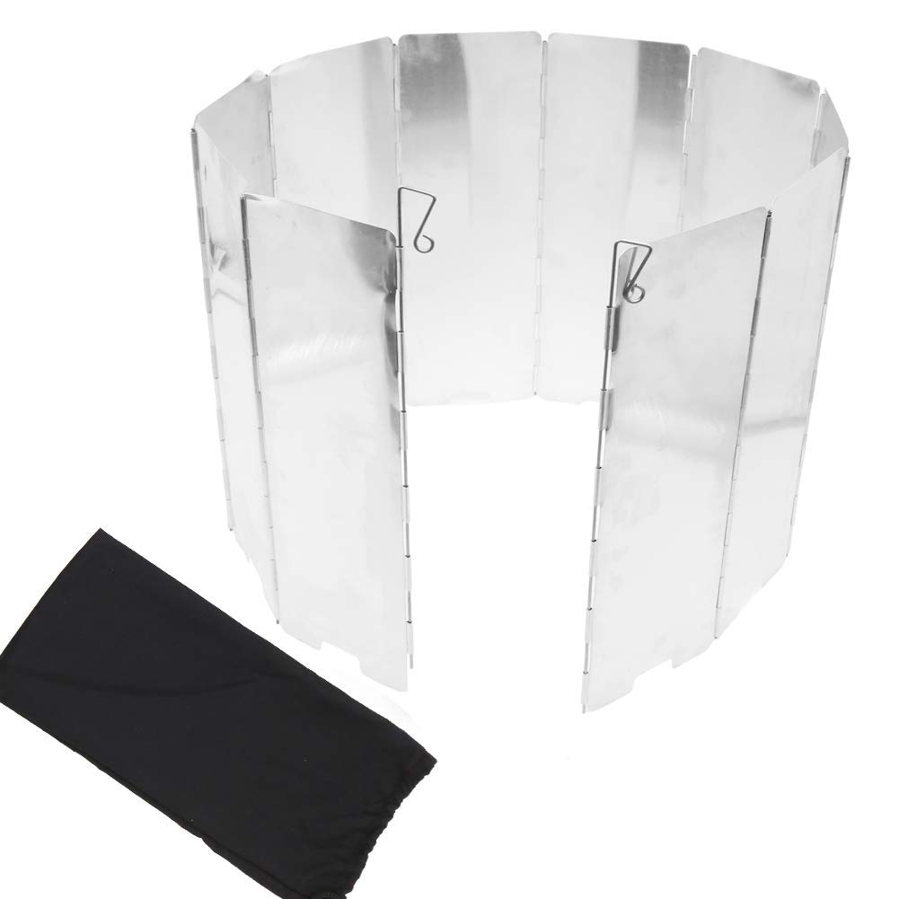 Geluode Portable Stove Windshield, Folding Camping Aluminum Cooker Wind Screen Windbreak With a Storage Bag - Image 2