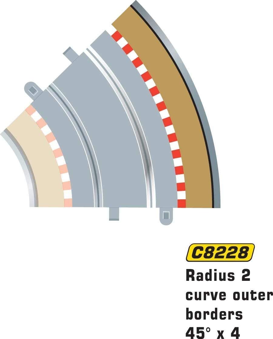 Scalextric C8228 Radius 2 Outer Border/Barrier 45 degree 1:32 Scale Accessory, 45 x 4