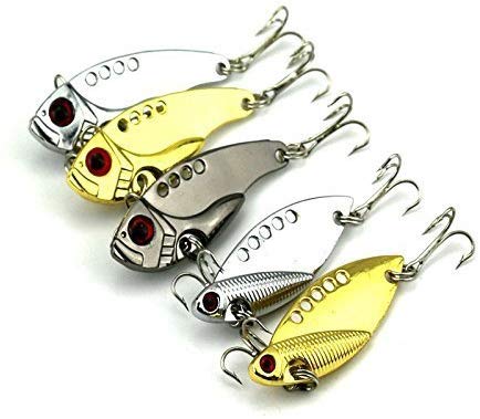 OriGlam 5pcs Metal VIB Hard Bass Crankbait Fishing Lure with Spinner Blade for Bass Fishing, Random color - Image 2