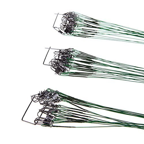 Fishing Wire Leader,15/20/25cm Lure Wire Trace Anti-bite Fishing Line with Swivels Snap for Spinning Pike Fishing Green (60 Pcs) - Image 2