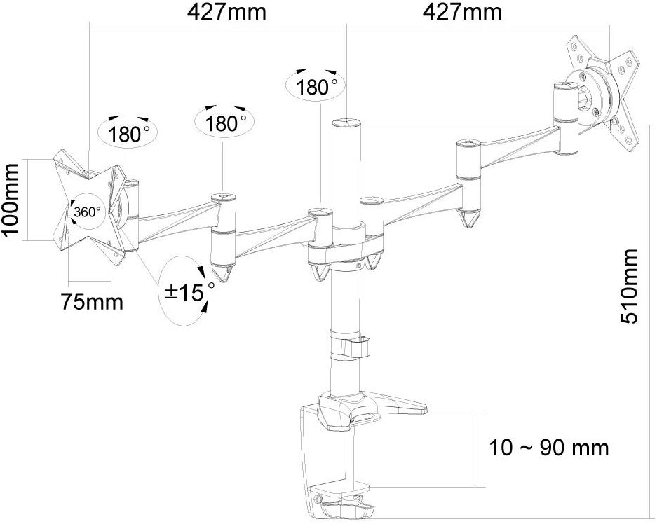 NewStar 3 Pivots Desk Mount for 10 - 27-Inch Flatscreen/Monitor - Silver - Image 3