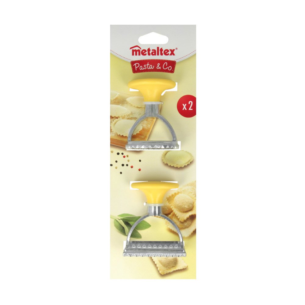 Metaltex Set of 2 Stainless Steel Ravioli Stamps & Cutters-Square and Circle, Alloy, Silver, 252326 - Image 3
