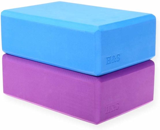 H&S 2 x Yoga Block High Density EVA Foam Brick Eco Friendly Purple Blue - Image 2